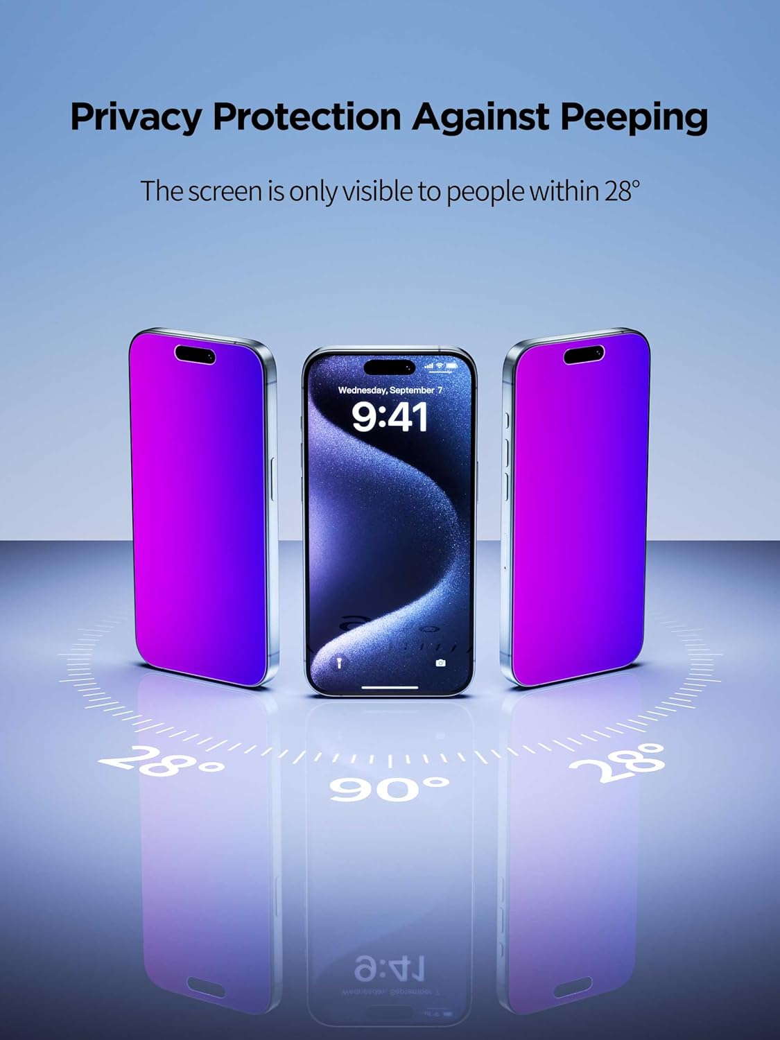 16 6.7 Inch, PDDKISS Compatible for iPhone Plus Privacy Screen Protector Tempered Glass Purple Gradient Anti Spy Anti