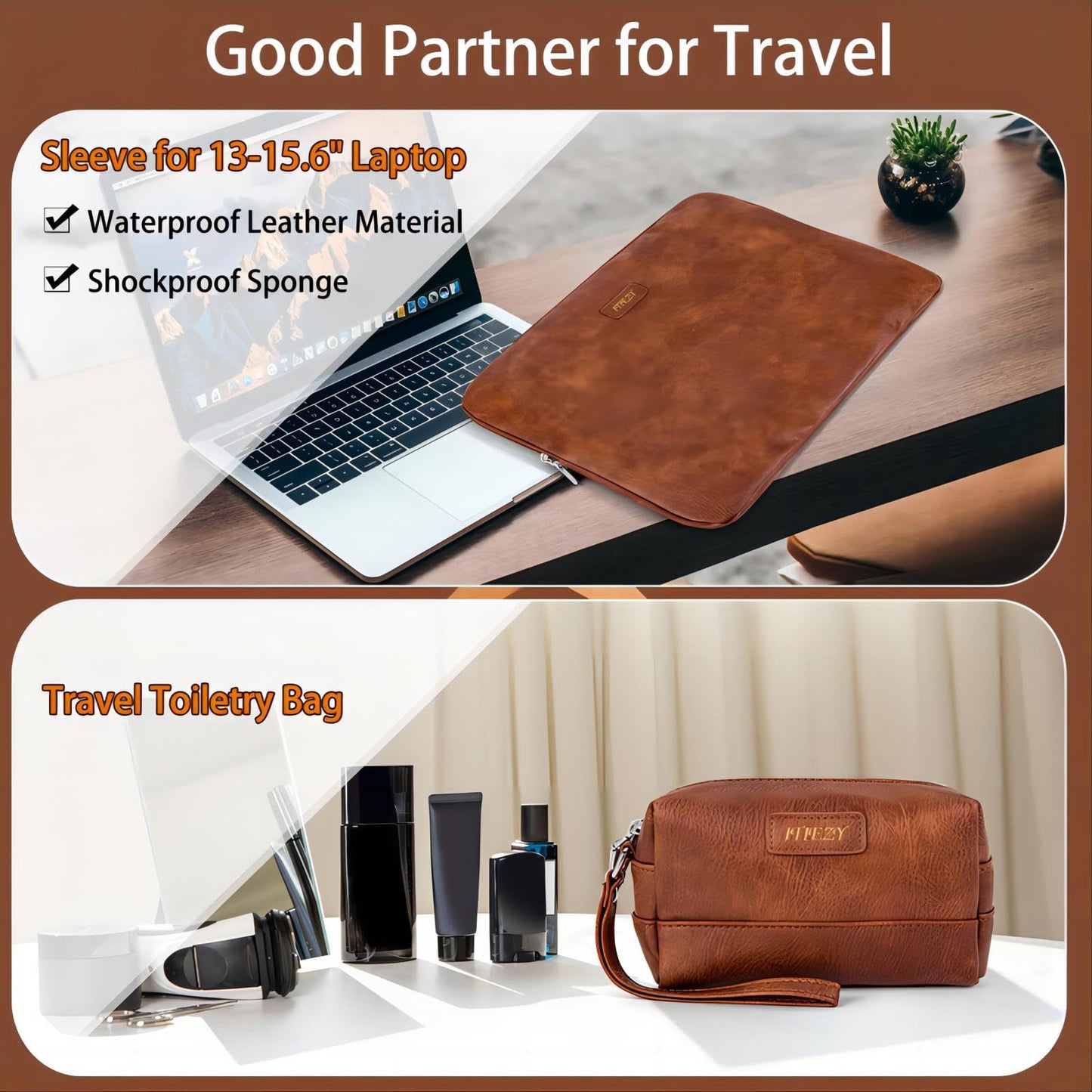 Garment Bag for Travel, Convertible Carry on Garment Duffel Bag for Men 3Pcs, Faux Leather Waterproof Large Weekender Bag for Men 2 in 1 Hanging Suitcase Suit Dress Business Travel Bag