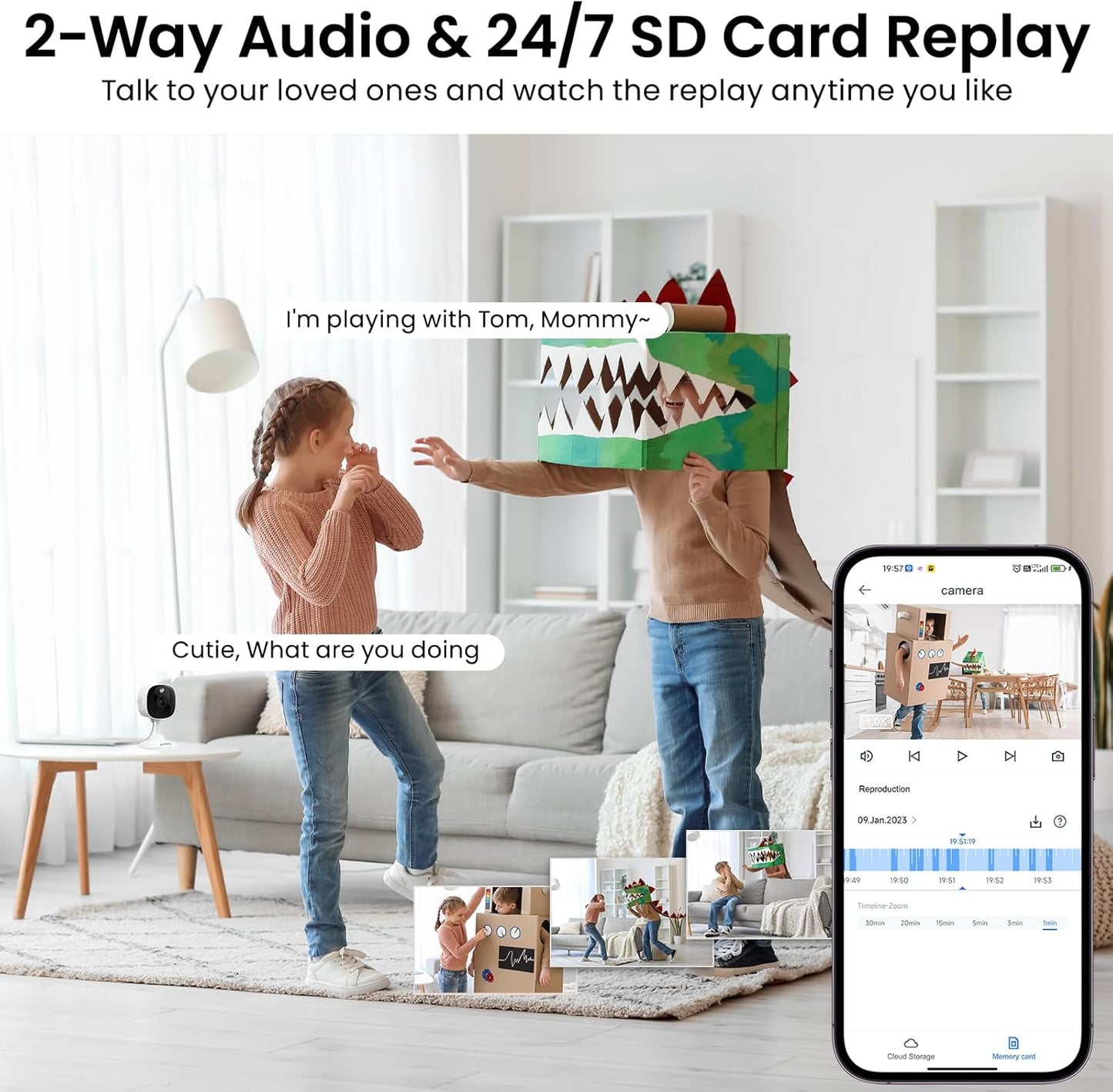 AOQEE 2K 24/7 (C1-White-2pack-2.4G) Cameras for Home Security-Outdoor/Indoor Camera for Dog/Cat/Pet/Nanny/Baby/Elderly