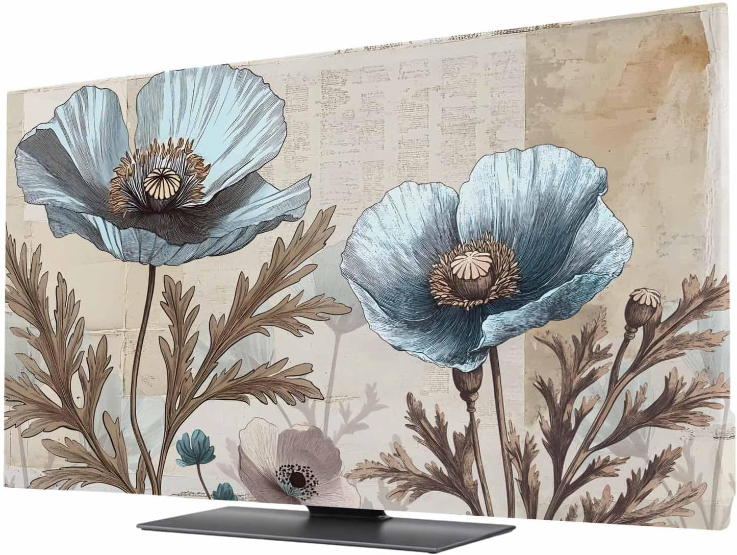 Singingin 85 Inch, Blue Broccoli TV Dust Cover Rustic Farmhouse Floral Retro Brown Plant Computer Monitor Cover