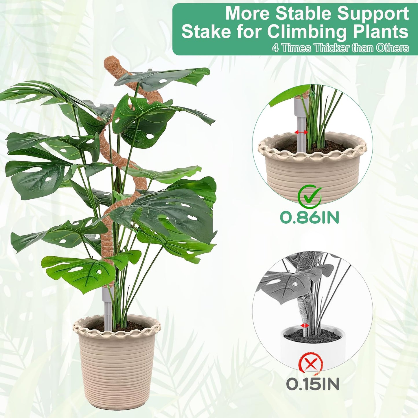 2 Pack Moss Pole, 40 Inch Monstera Plant Support, Moss Poles for Climbing Plants Indoor DIY, Coco Coir Plant Pole Moss Plant Stick Support Stake Kit for Potted Plants, Pothos, Philodendron