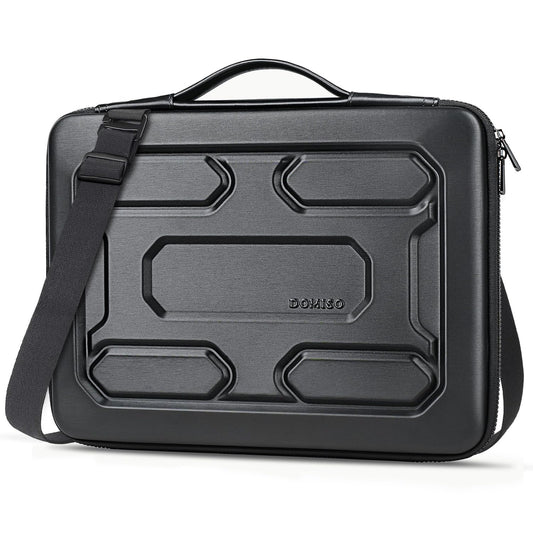 DOMISO 15.6 inch Laptop Sleeve Shoulder Bag Shockproof Computer Bag Waterproof EVA Protective Carrying Case for 15.6" Lenovo Yoga 720 IdeaPad 310 320 ThinkPad T570/Dell Inspiron 15/HP Envy 15, Black