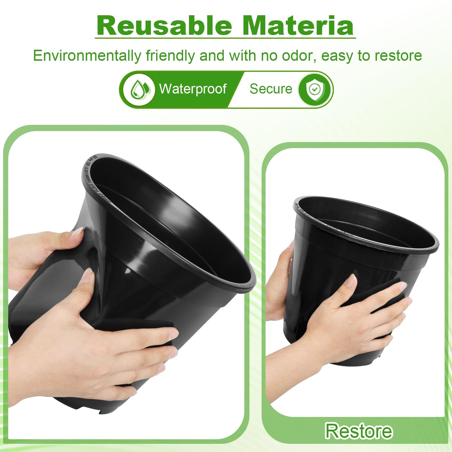 DUNPUTE 6 Pack 3 Gallon Pots for Plants, 3 Gallon Plastic Nursery Pot with Drainage Holes, Sturdy Plastic Plant Pots for Nursery Garden, Flowers, Succulent Outdoor Indoor (Black, 3 Gal- 6 Pack)