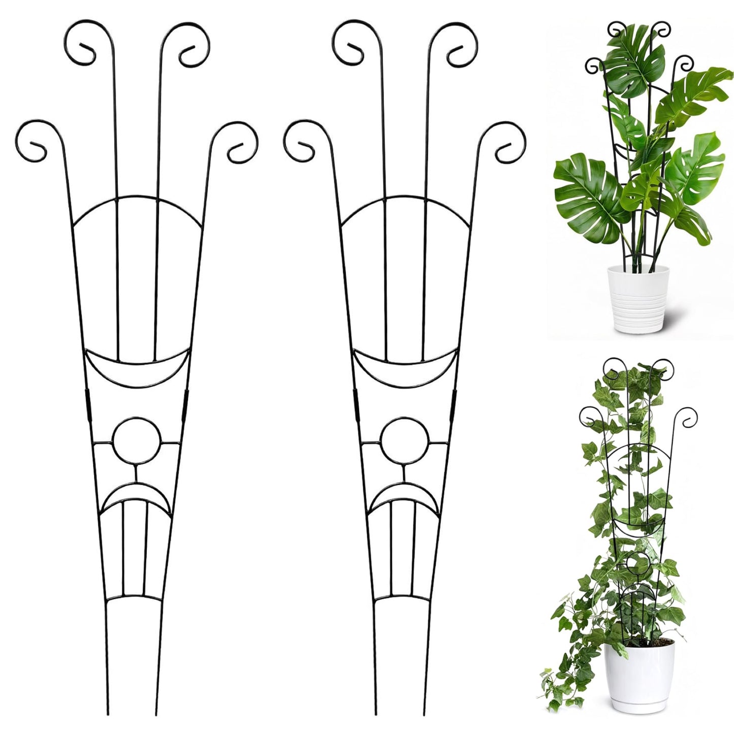 Stackable Metal Plant Trellis, 2Pcs Trellis for Climbing Plants Indoor, Adjustable Height Plant Support for Potted Climbing Plants (32.7 Inch Tall)