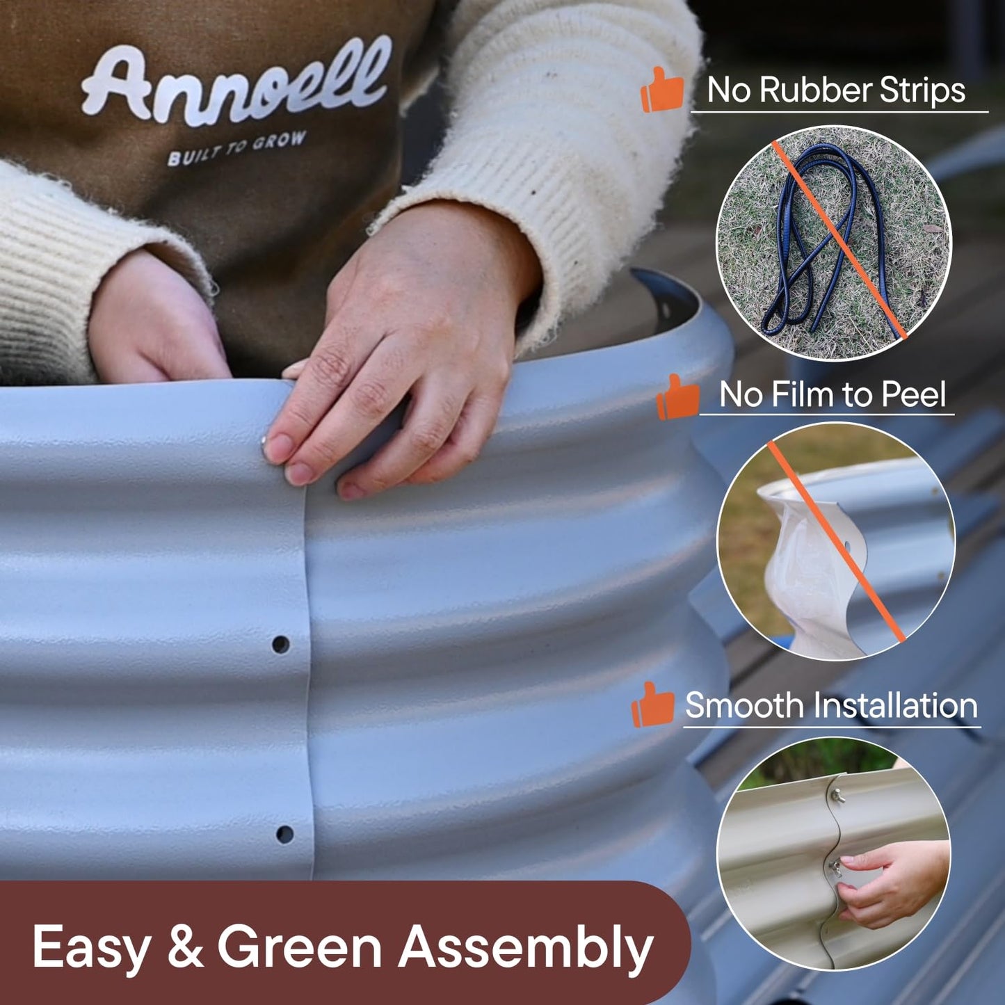 Annoell Galvanized Raised Garden Bed 10x2x1 ft, 12" Tall Metal Planter Box for Outdoor Plants Vegetable Herb, Modular Raised Flower Bed with Rust Resistant Coating Long Planter - Moss Green