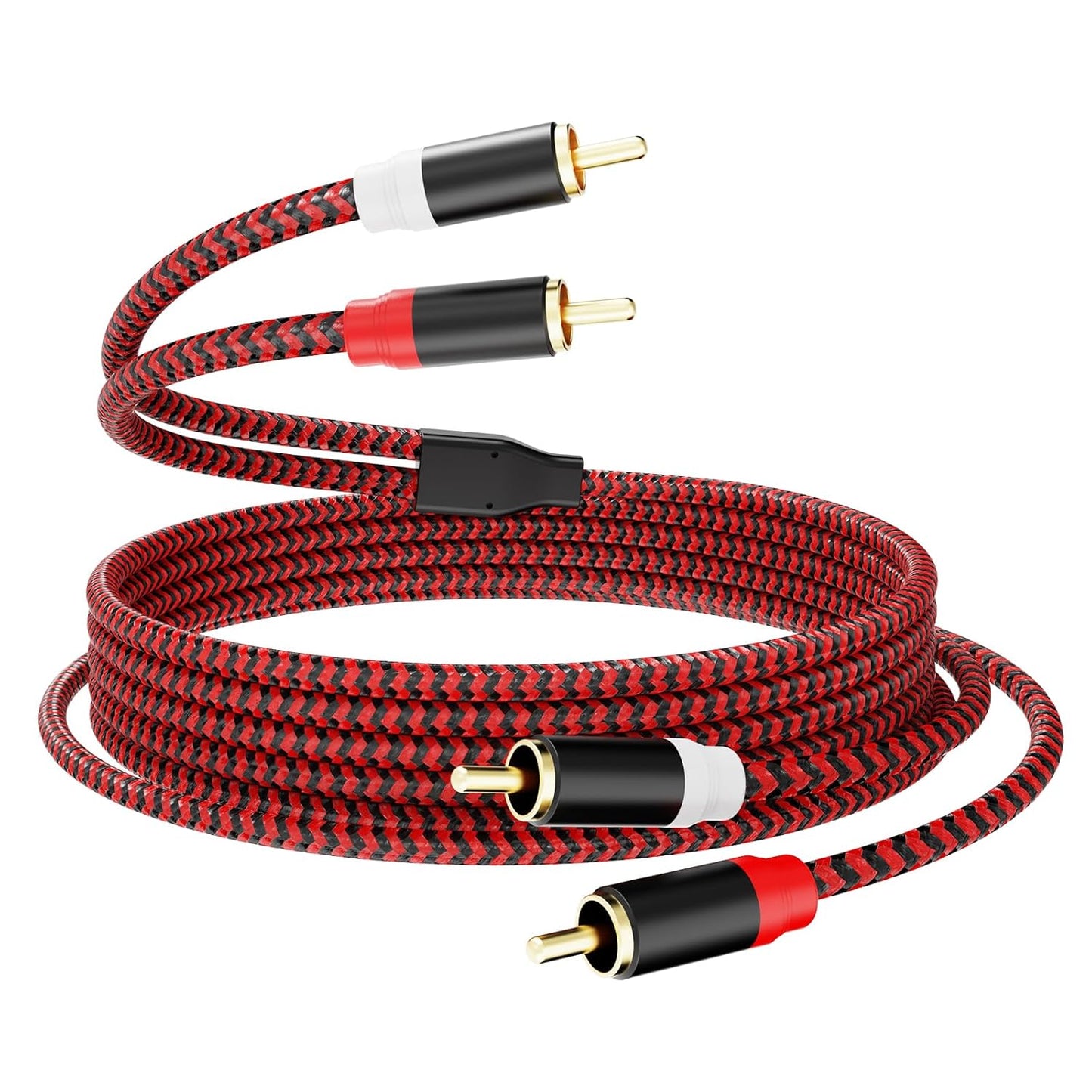 Jelly Tang 25Ft,2Rca 2-Rca etc(25Ft/8M) RCA Cable Male to Male Audio Stereo Subwoofer Cable [Hi-Fi Sound] Nylon-Braided