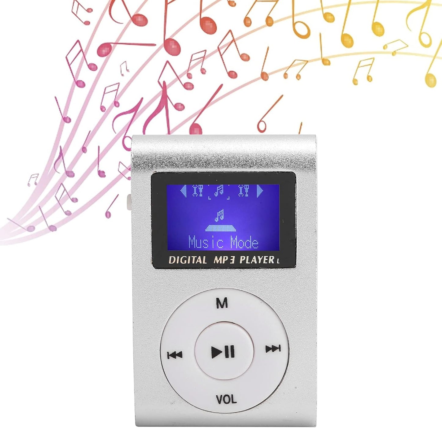 KIMISS MP3 MP3 Mp3 Music Player Sports BackClip LCD Sn Support Memory Card Player (Silver)