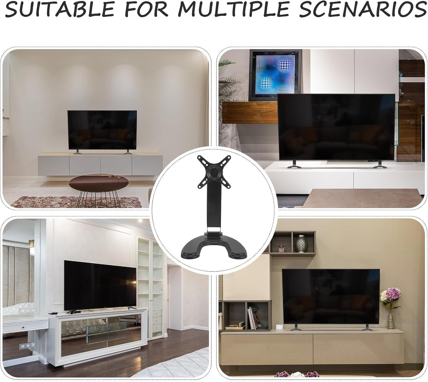 WATIIFUFU 14-27 Inch Universal Tv Stand Base for LCD Tvs Non-Drill Tabletop Mount for Living Room and Office