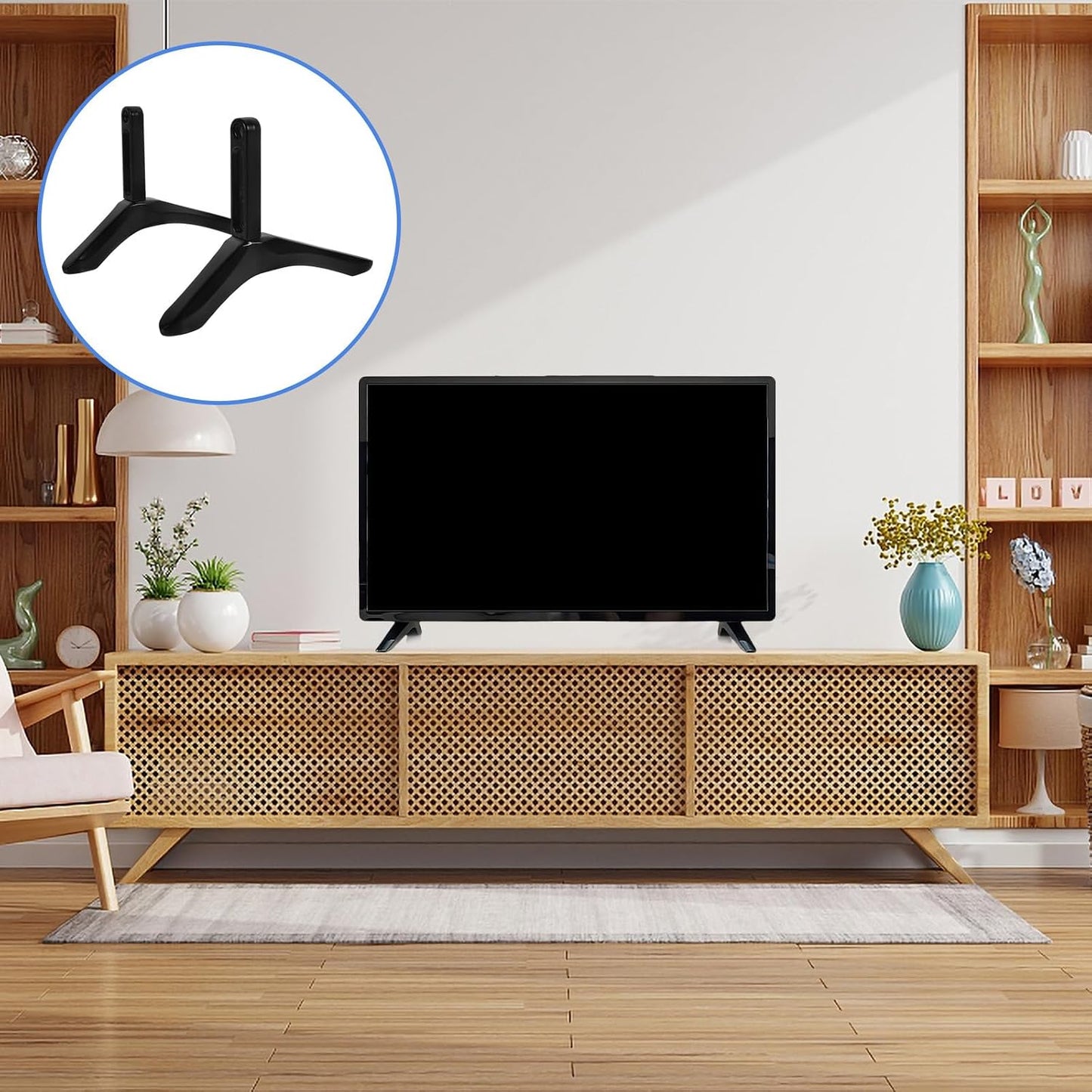 BESPORTBLE Tv Stand Base Replacement with Screws Stable Black Tv Holder Bracket for Desktop Use for Flat Screen