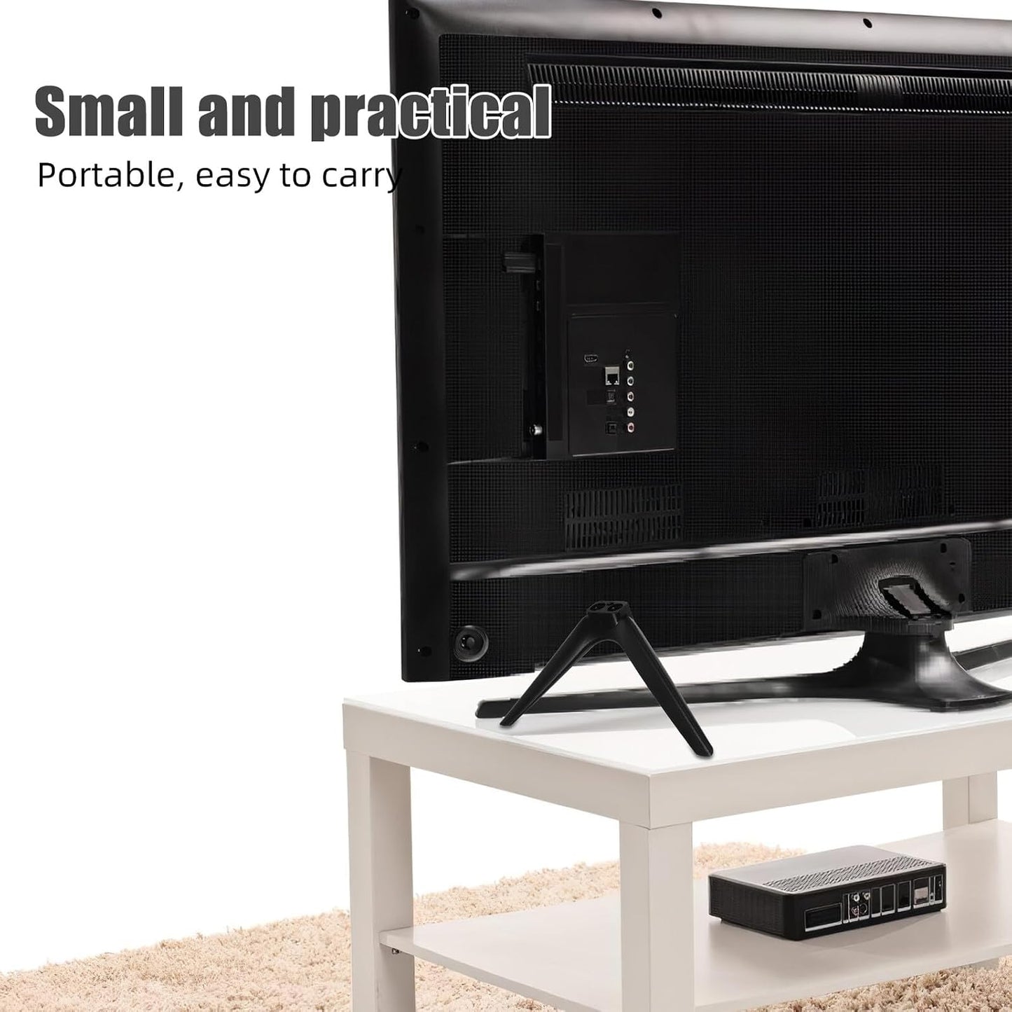 BESPORTBLE 15mm Tabletop Television Stand Bracket with No-Drill Design, Stable Plastic Dual-Hole Base Legs, Replacement