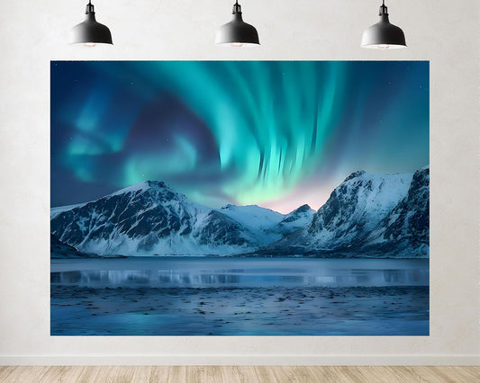 TryKid 10x7ft Frozen Aurora Borealis Backdrop Tundra Norway Polar Colorful Night Sky Forest Northern Lights Photography