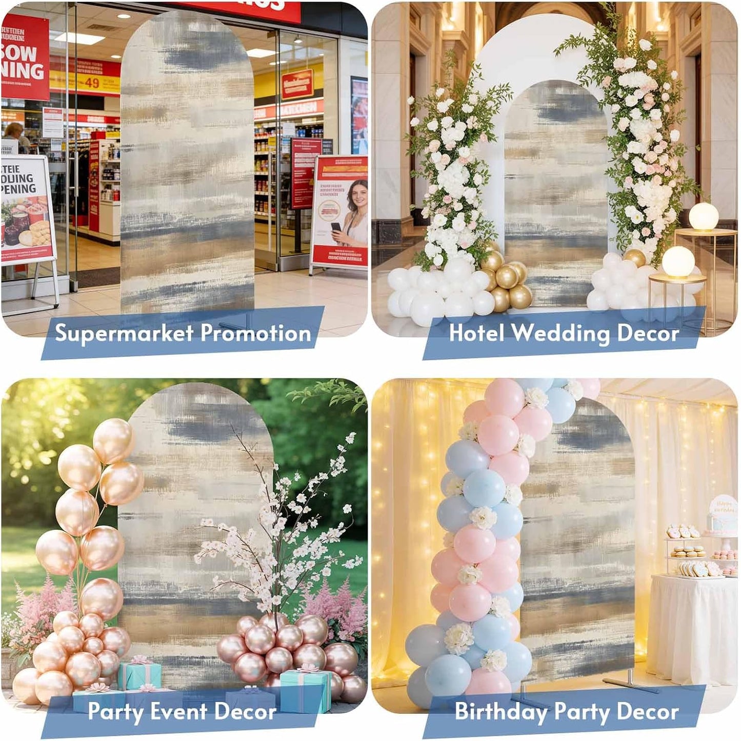 LFoveYuamer 6 Ft Arch Backdrop Cover, Brown Beige Ombre Decorative Wedding Arch Covers Spandex Fitted, Geometric Oil