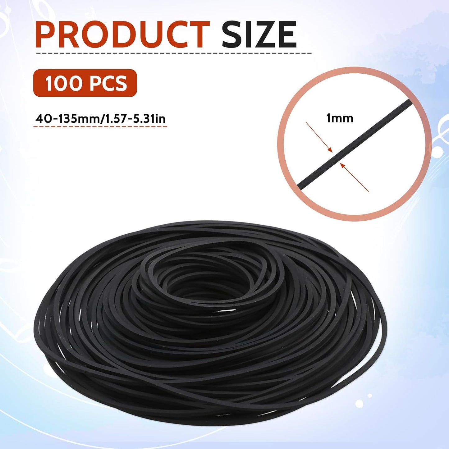 Sliverdew 100 Cassette Cassette 40-135 mm Cassette 1mm Pcs Recorder Rubber Belts Recorder Repair Maintenance Mix Flat