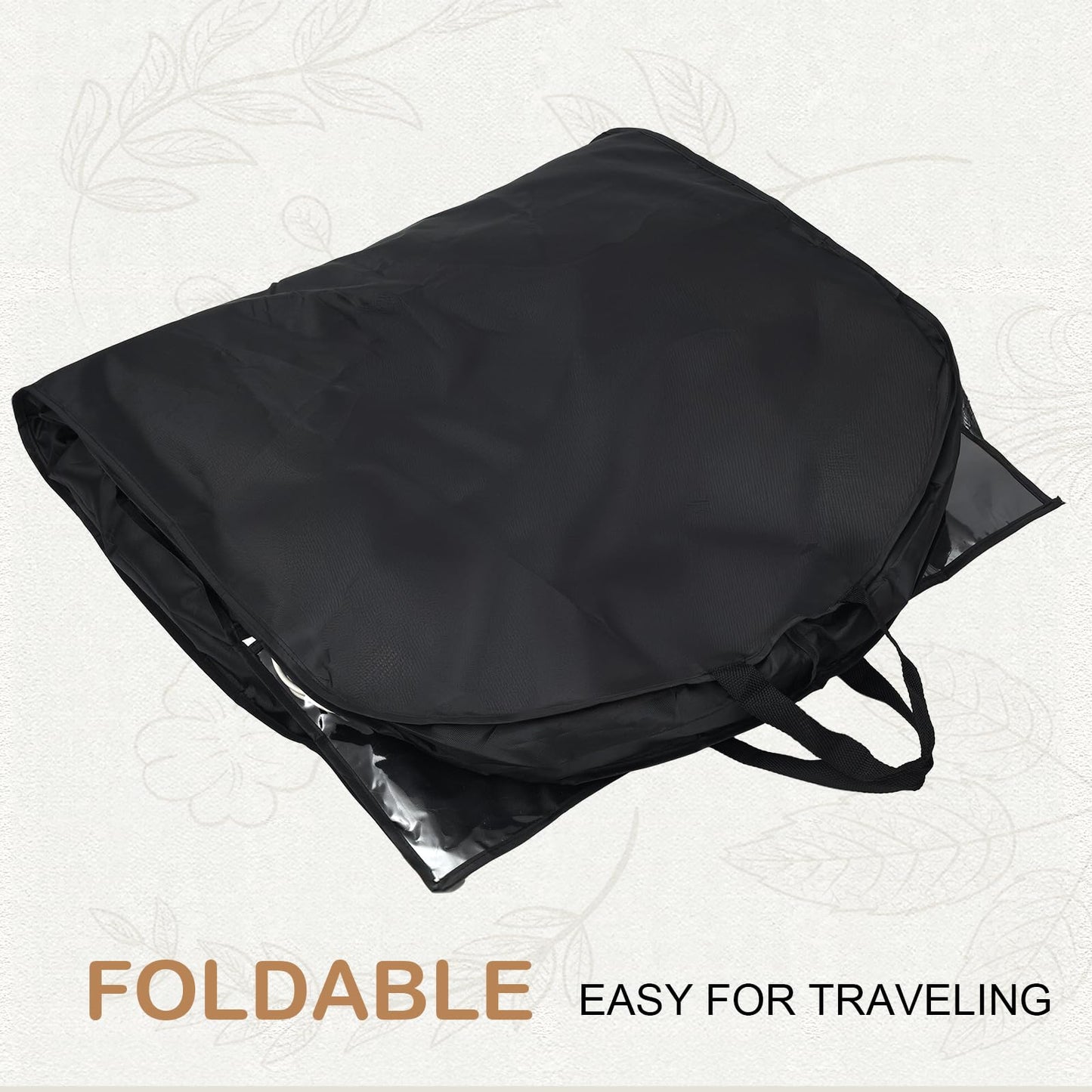 54" Garment Bags for Travel and Storage, Travel Suit Bags for Men Women with 2 Clear Pockets, Storage bags for Clothes, Suits, Dress, Shirts, Coats (Black)