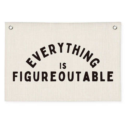 Wheatwin Everything is Figureoutable Inspirational Wall Decor, Office Motivational Wall Decor, Classroom Linen Canvas Banner Hanging Flag, 20x30 Inch