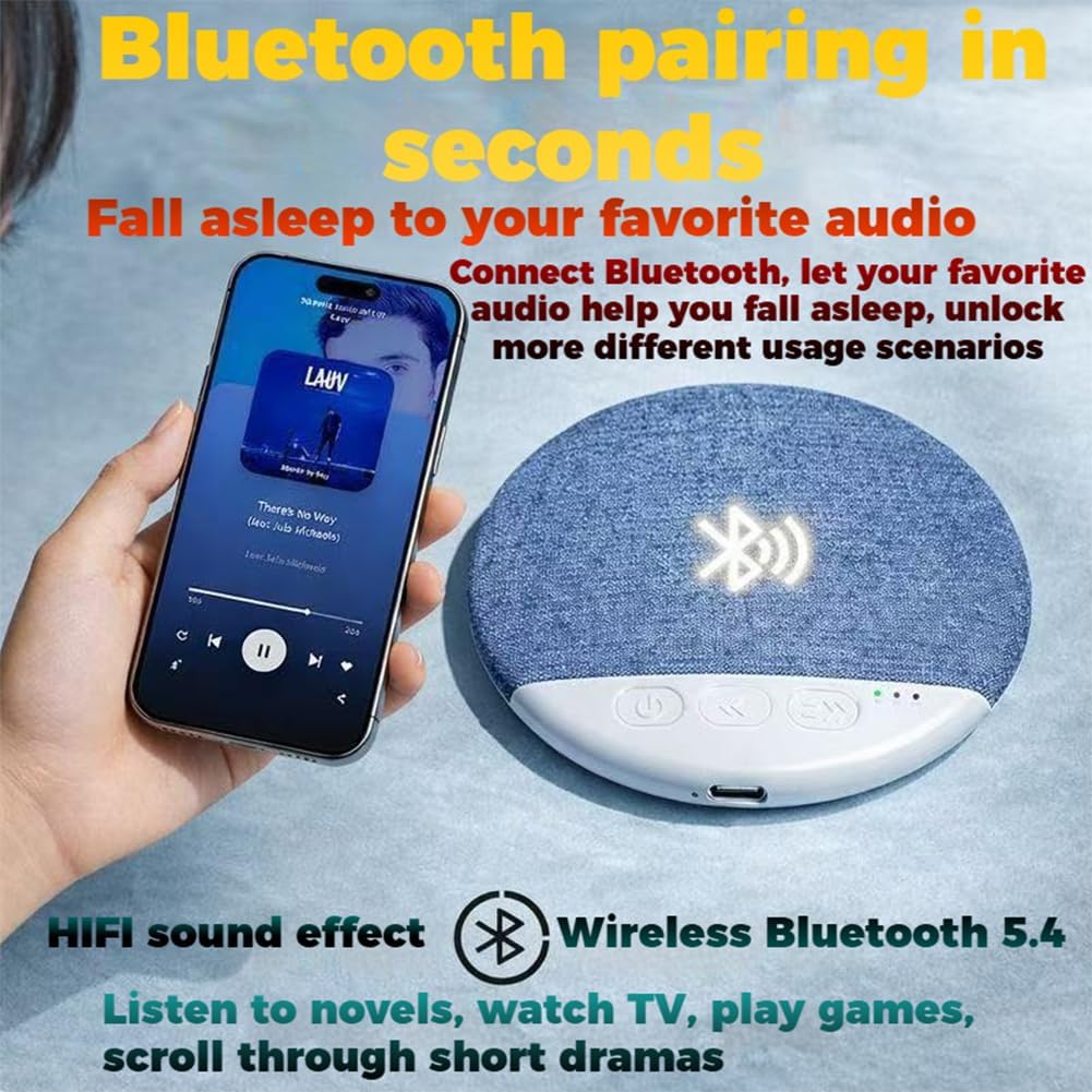 2026 5.4 (Blue*2) New Bluetooth Pillow Speaker for Sleeping, Under Pillow Speaker Bluetooth with White Noise, Ultra