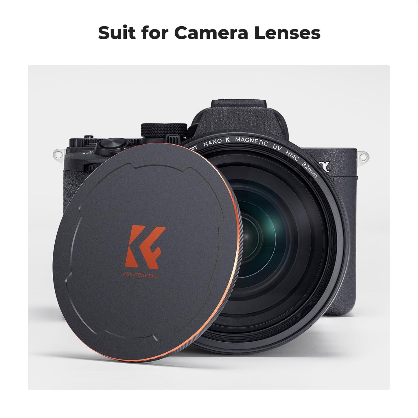 K&F CONCEPT 82mm 2-in-1 Thread & Magnetic Lens Filter Cap Only Compatible with K&F Magnetic Swap System