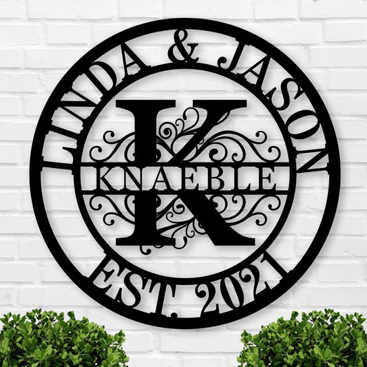 Personalized Family Name Sign Custom Last Name Metal Sign Personalized wedding gifts Monogram gifts Wall Decor Split Letter Name Metal anniversary wedding Signs