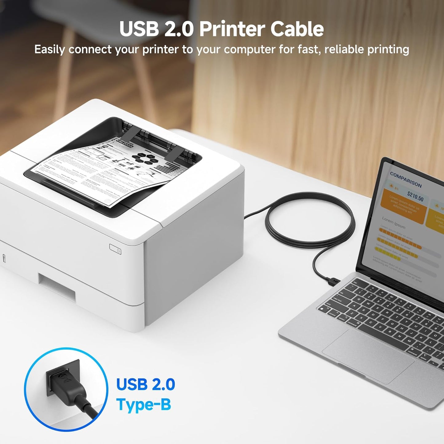 10ft, Cable Matters USB Printer Cable - USB A to B Cable, Compatible with Printer, External Hard Drive, Audio