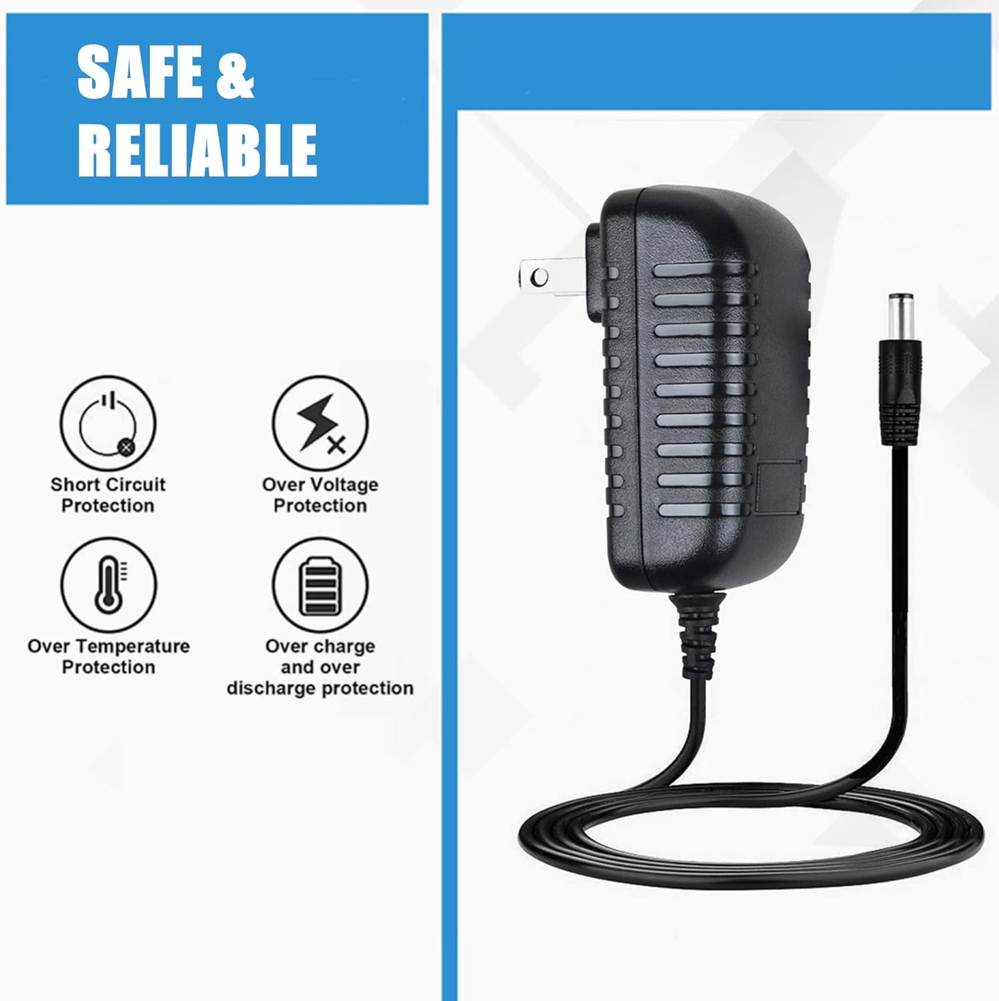 SLLEA MX10 7 3D 4K AC Adapter Charger Replacement for Android TV Box Media Player Power Cord Mains