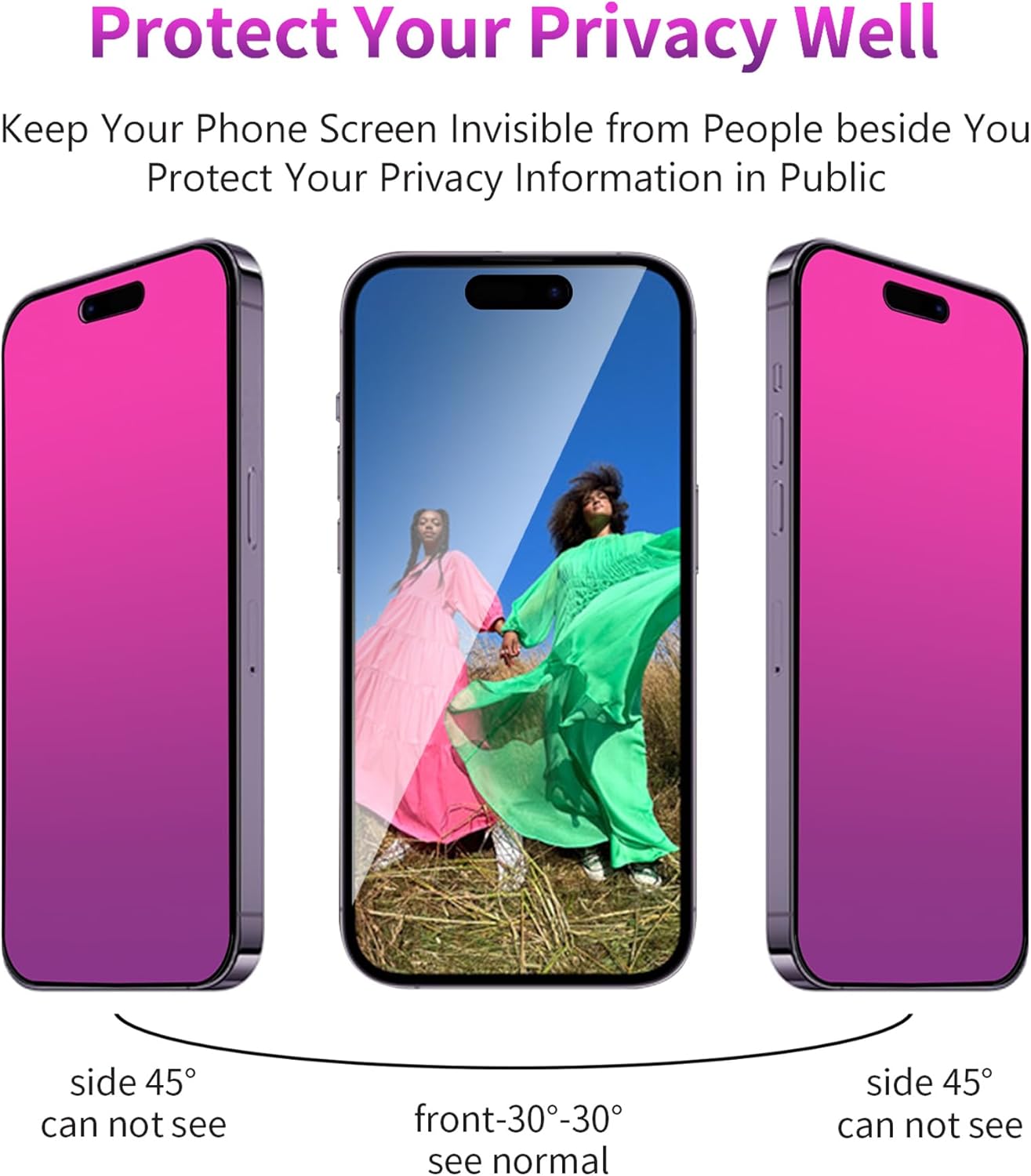 17 [2 Pack] 9H [6.9inch] Privacy Screen Protector for iPhone Pro Max Tempered Glass Gradient Anti Spy Private Film