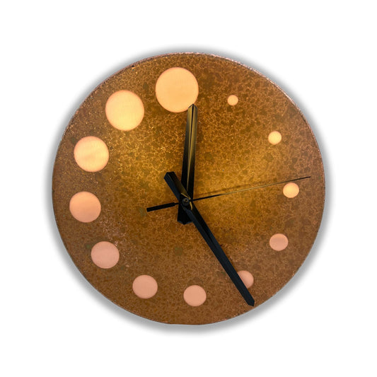 nooc art Handmade Pure Copper Wall Clock for Home Decoration, Decor Clock for Living Room, Bedroom and Kitchen, Rustic Decorative Mural Clock Art for Farmhouse (Circles of Time, 11)
