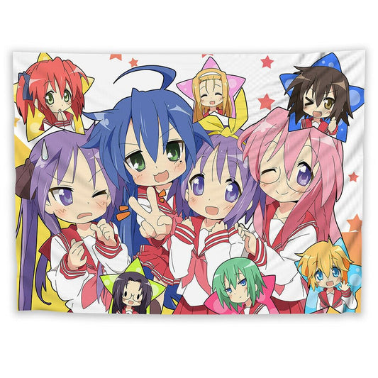 HOKMAH Cute Anime Colorful Tapestry, Kawaii Japanese Funny Girls Cartoon Design Pink Tapestry Wall Art for Living Room Bedroom Dorm House Decor Tapestries Backdrop (9, 30'' x 40'')