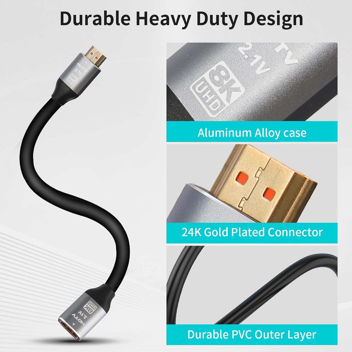 AIMHDUTY 8K, 1FT, PS5 PS4 HDMI Extension Cable HDMI Male to Female Adapter Extender Cord Compatible with Xbox Roku TV
