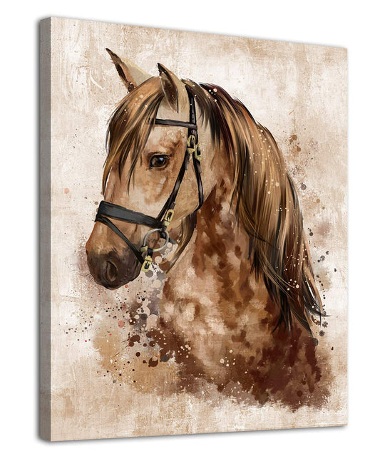 arteWOODS Abstract Wall Art Horse Canvas Pictures Watercolor Painting Prints Modern Abstract Animal Vintage Canvas Artwork Rustic Contemporary Wall Art Framed Ready to Hang 12" x 16"