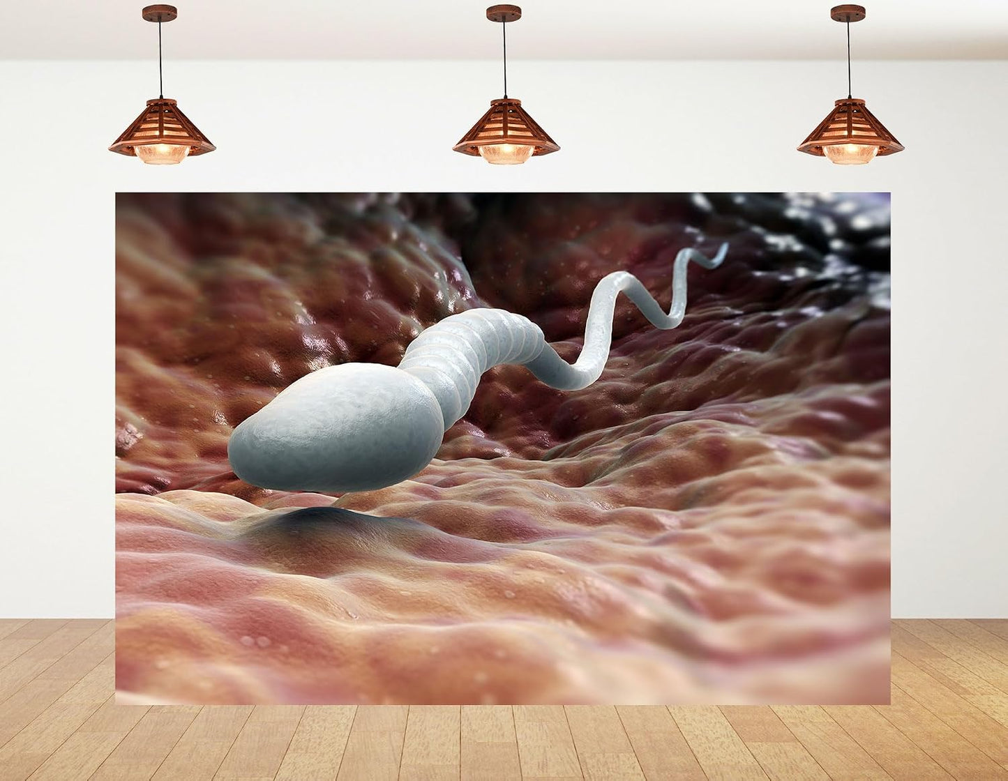 KeyWork 4x4ft Sperm Cell Backdrop Microscopic Reproductive Tissue View Photography Background for Medical Conference