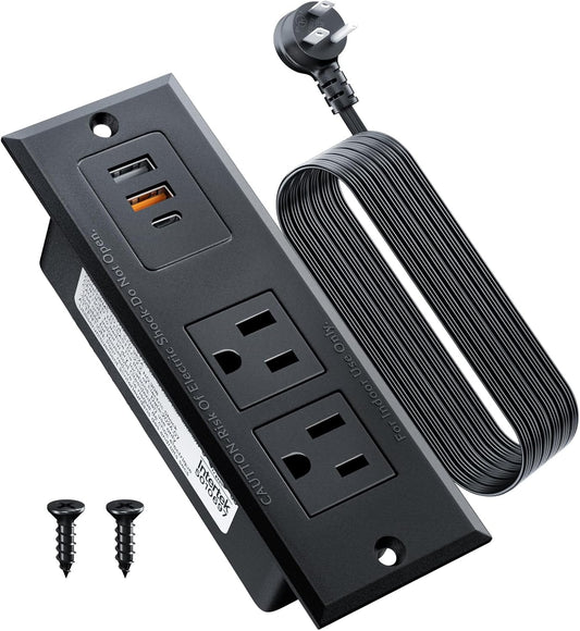 DOACE Table,2 Outlets,3 Ports,6ft Recessed Power Strip with USB C Fast Charging Conference Recessed Outlet,Space-Saver