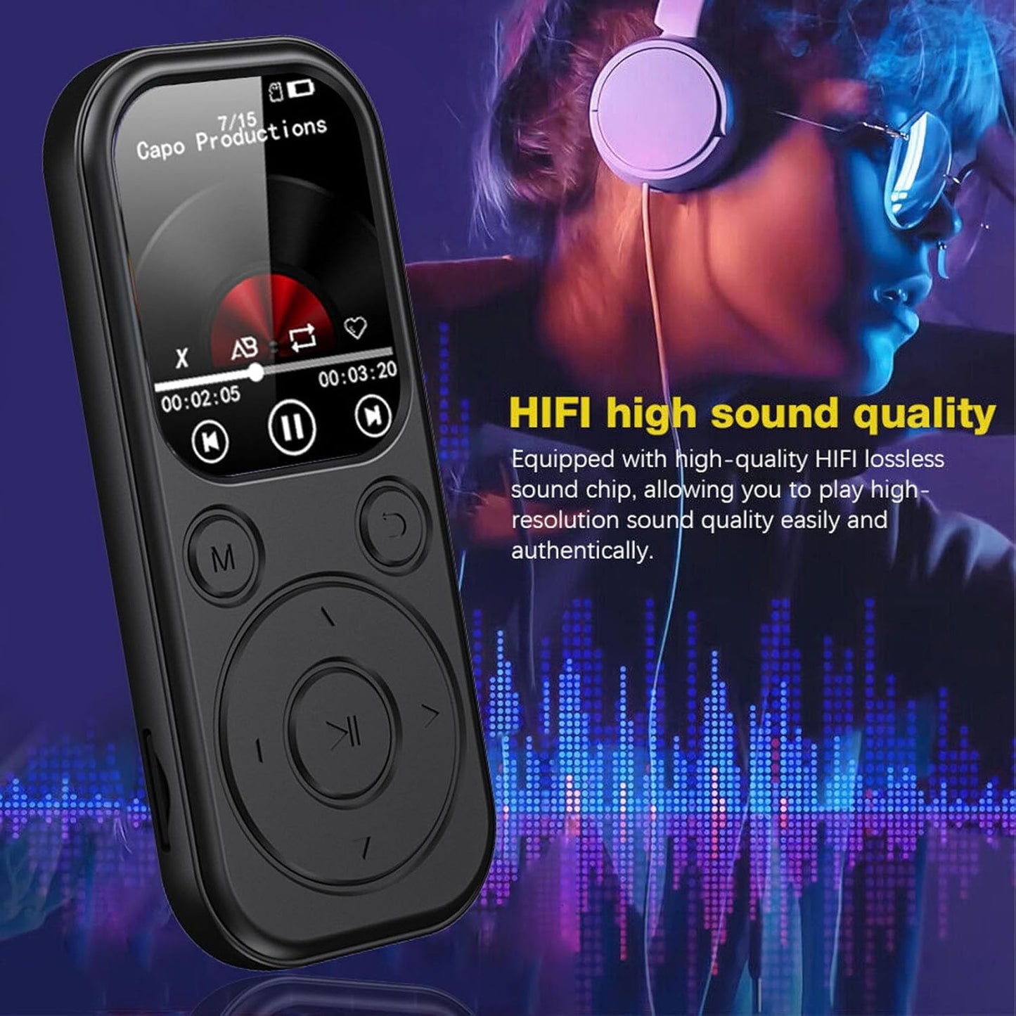 Zunate 128GB MP3 5.4, 2.01 Inch MP3 10,000+ 500mAh (16G HiFi Player with Bluetooth Screen Digital Music Player