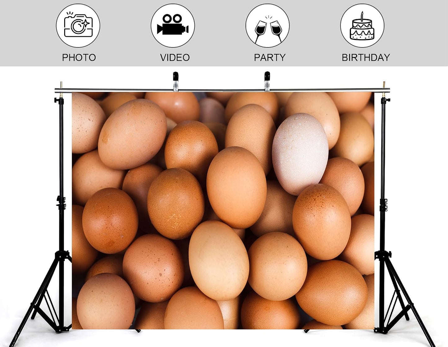 KeyWork 10x7ft Brown Egg Backdrop Farm Produce Photography Background for Party Rustic Farmhouse Themed Events