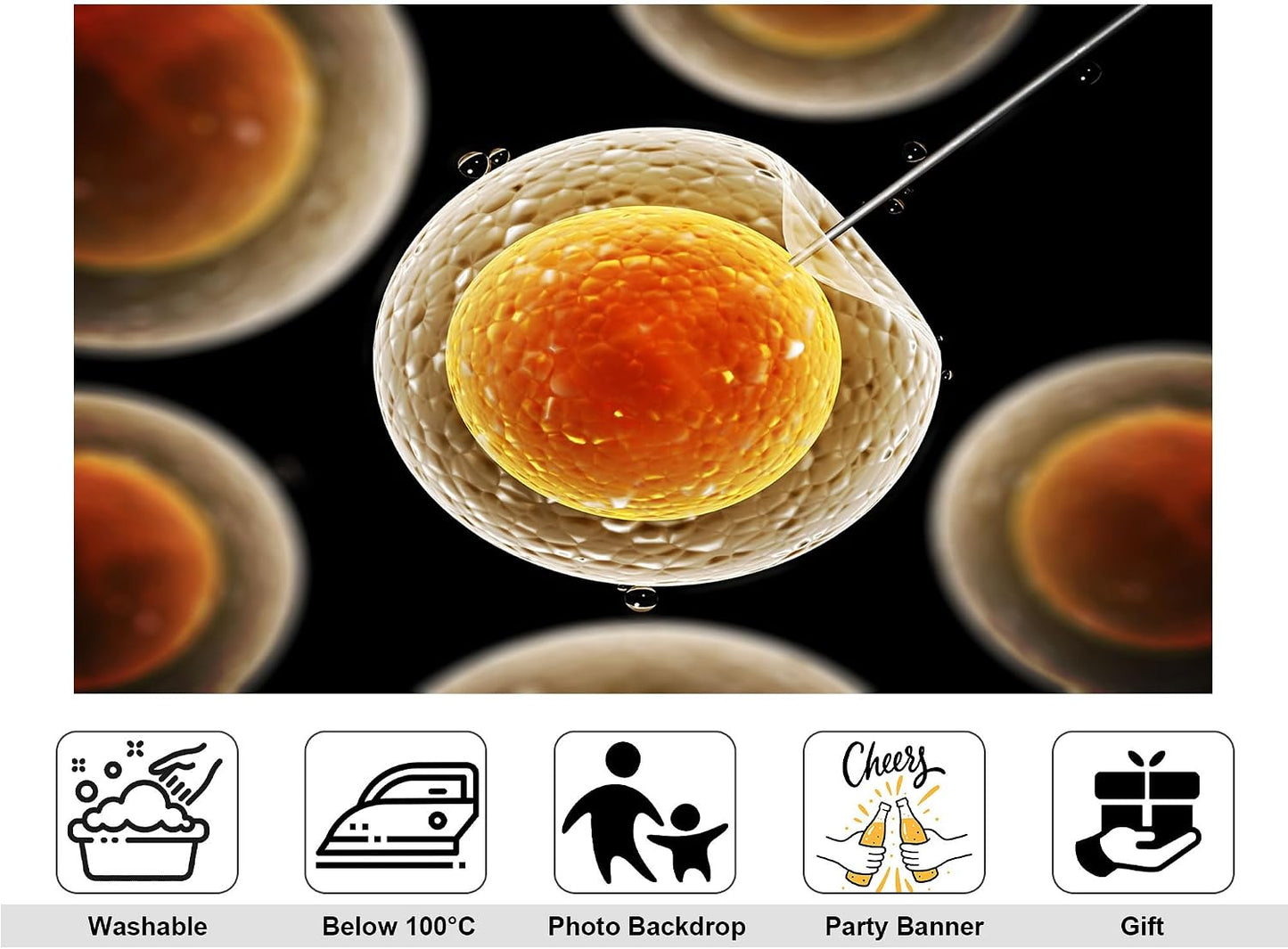 KeyWork 8x5ft Egg Cell Fertilization Backdrop Reproductive Medical Photography Background for Science Fair Health Event