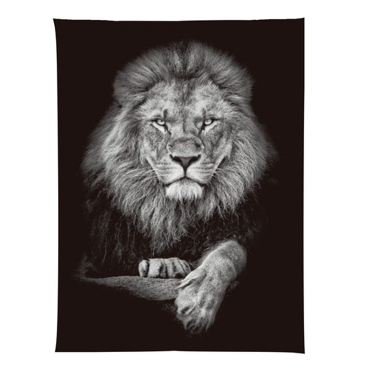 Jaccaws Black and White Lion Wall Hanging, 59''x 79'' for Bedroom, Living Room, Office