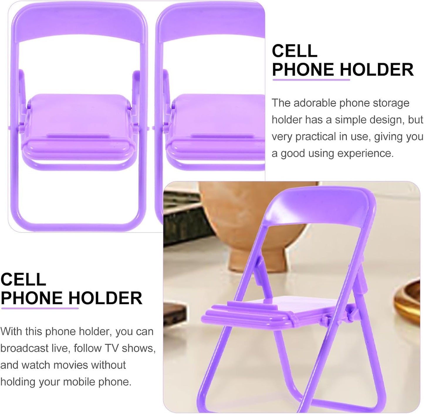 Beaupretty 10pcs Folding Chair Shape Phone Stands Portable Plastic Smartphone Holders Multi-Functional Desk Brackets