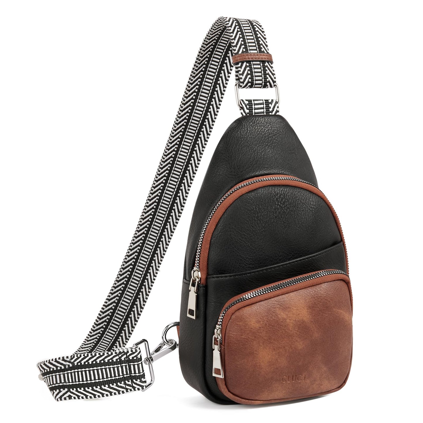 CLUCI Small Sling Bag for Women, Vegan Leather Fanny Pack Crossbody Bags for Women, Chest Bag With Guitar Strap