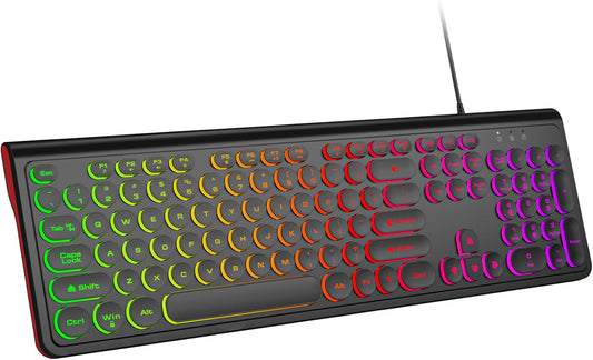 Dilter 7 8 10 11 USB Wired Computer Keyboard with Backlit - Full Size Office Keyboard with Number Pad, Caps Indicators