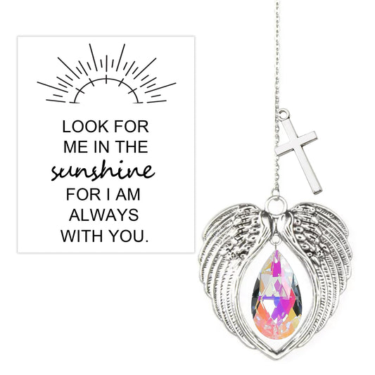 Religious Crystal Suncatchers Hanging Ornaments, Christian Gifts for Women, Rainbow Maker Sun Catchers Cross Hanging Car Mirror Ornament Indoor Window Outdoor Patio Garden Decor Gifts