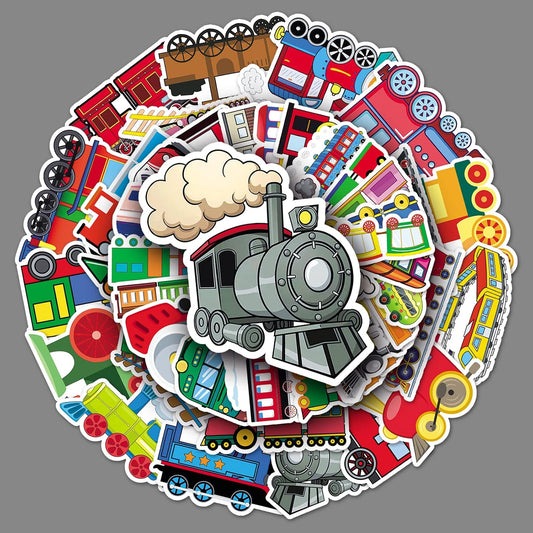 DIYYILIF 100 Pcs Train Stickers, Vinyl Waterproof Stickers for Water Bottles, Laptop, Notebook, Scrapbook, Luggage