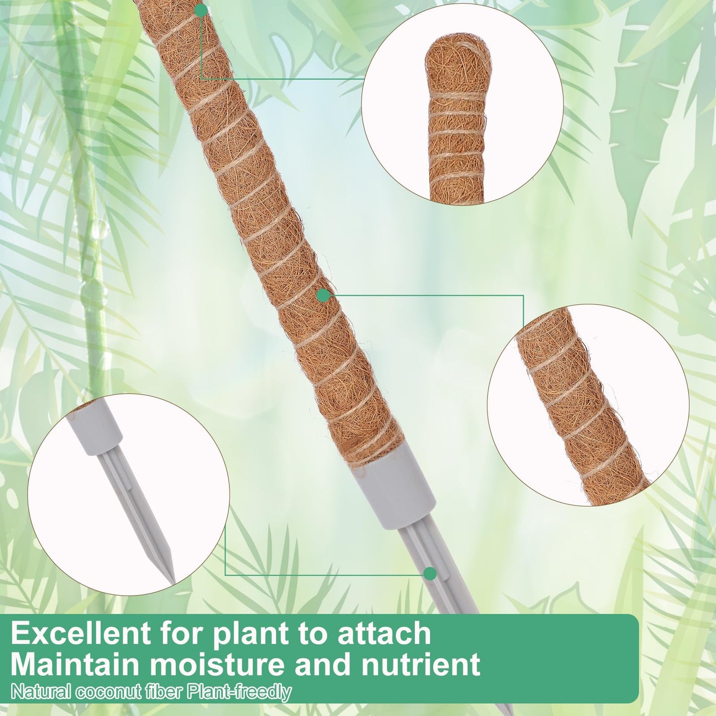LifeNest 2 Pack Moss Pole, 28 Inch Monstera Plant Support, Moss Poles for Climbing Plants Indoor DIY, Coco Coir Plant Pole Moss Plant Stick Support Stake Kit for Potted Plants, Pothos, Philodendron