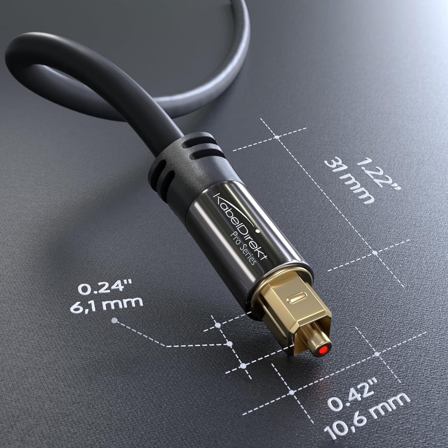 3ft PS4 TOSLINK Optical Audio Cable Designed in Germany Fiber Optic Cable for Soundbar, SPDIF Digital Optical Audio