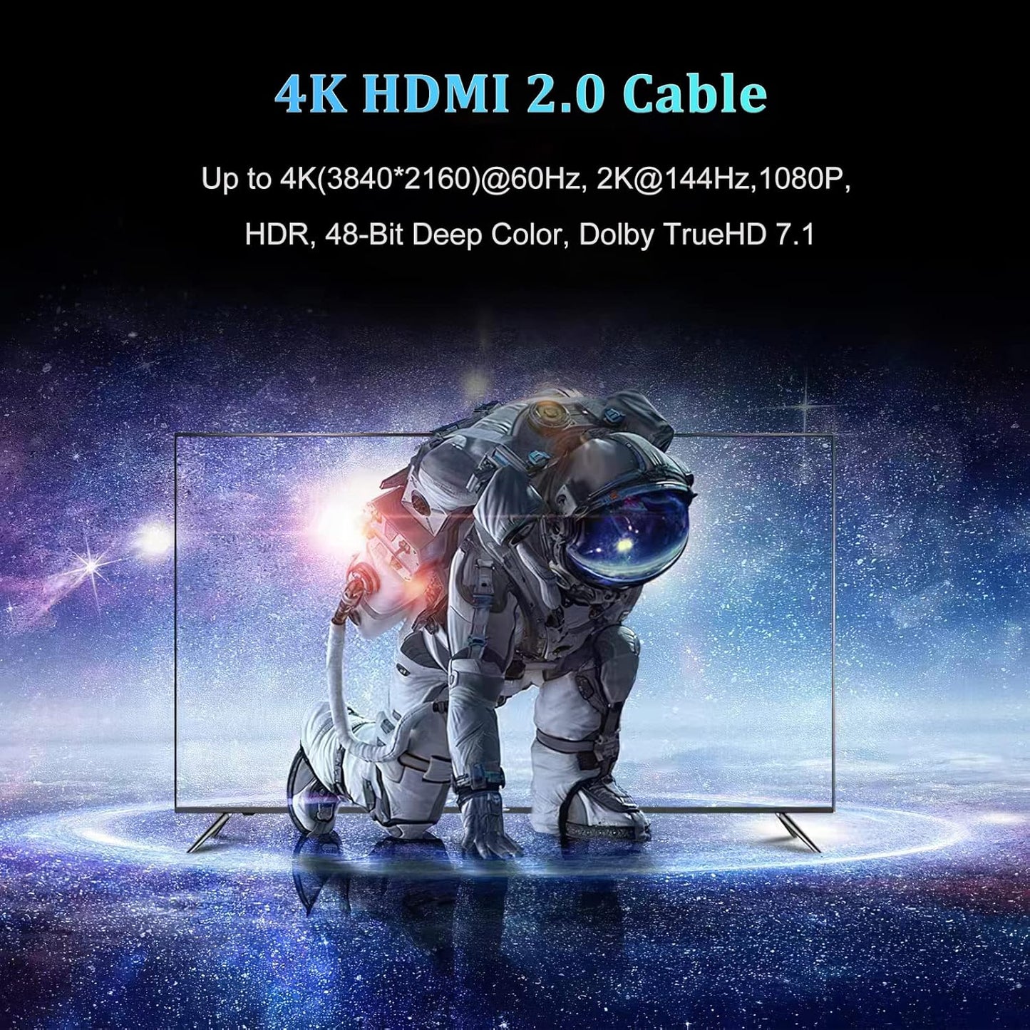 4K 10FT 5-Pack, 10 4K@60Hz, 2K 1440P@144Hz, 1080P, 2.2, 3D, PS5, PS4, HDMI Cable HDMI Cord Foot High Speed HDMI to HDMI