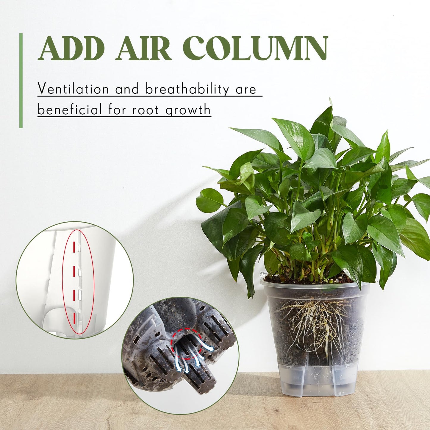 Wonderjune Self Watering Pots for Indoor Plants with Deep Reservoir and High Drainage Holes for Outdoor Plants and Flowers, Bare Root Planter(8.27'',Clear,6 Pcs)