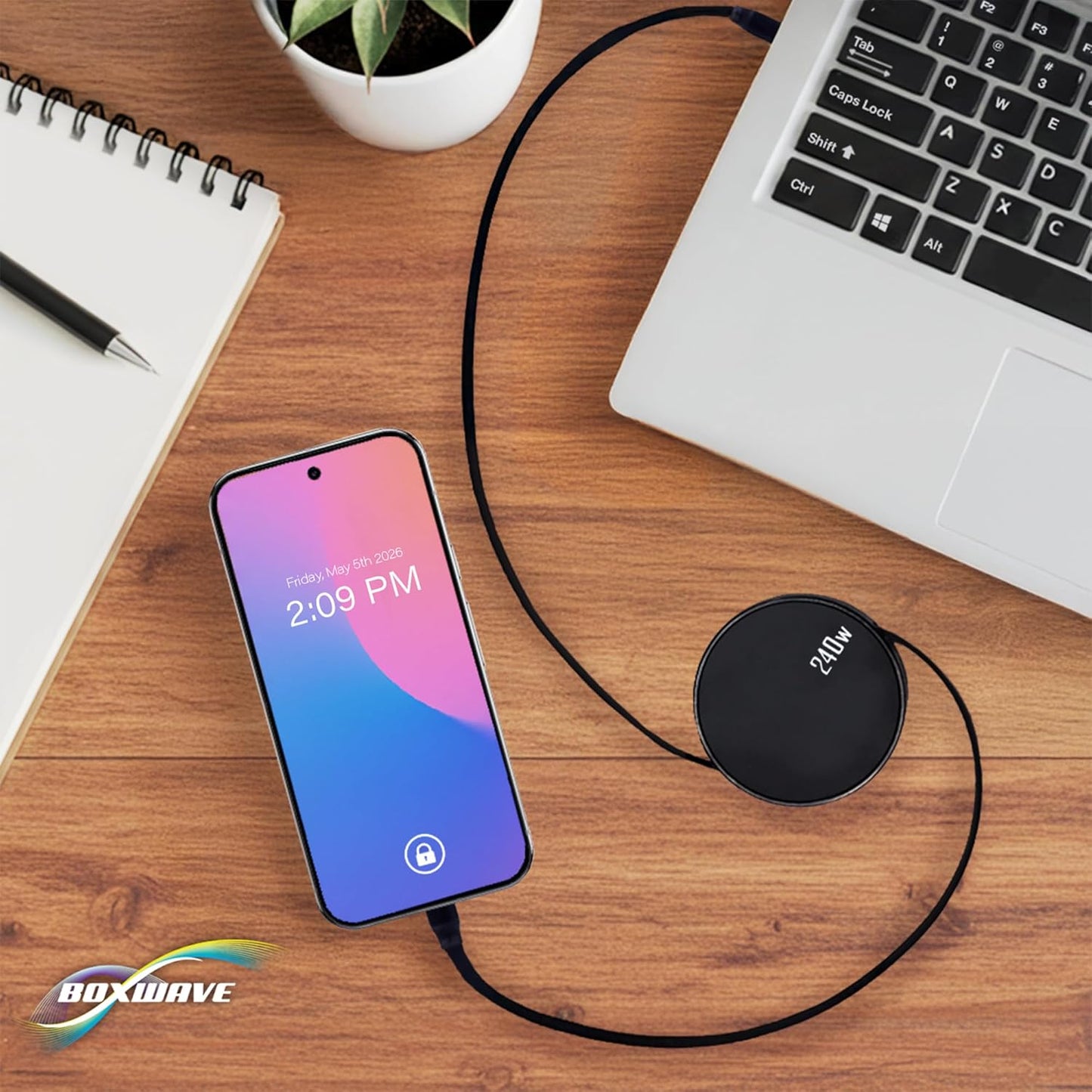 BoxWave MP3 (2.4 (240W), 240W Cable Compatible with Safuciiv Player in) - PD miniSync Retractable PD Portable USB