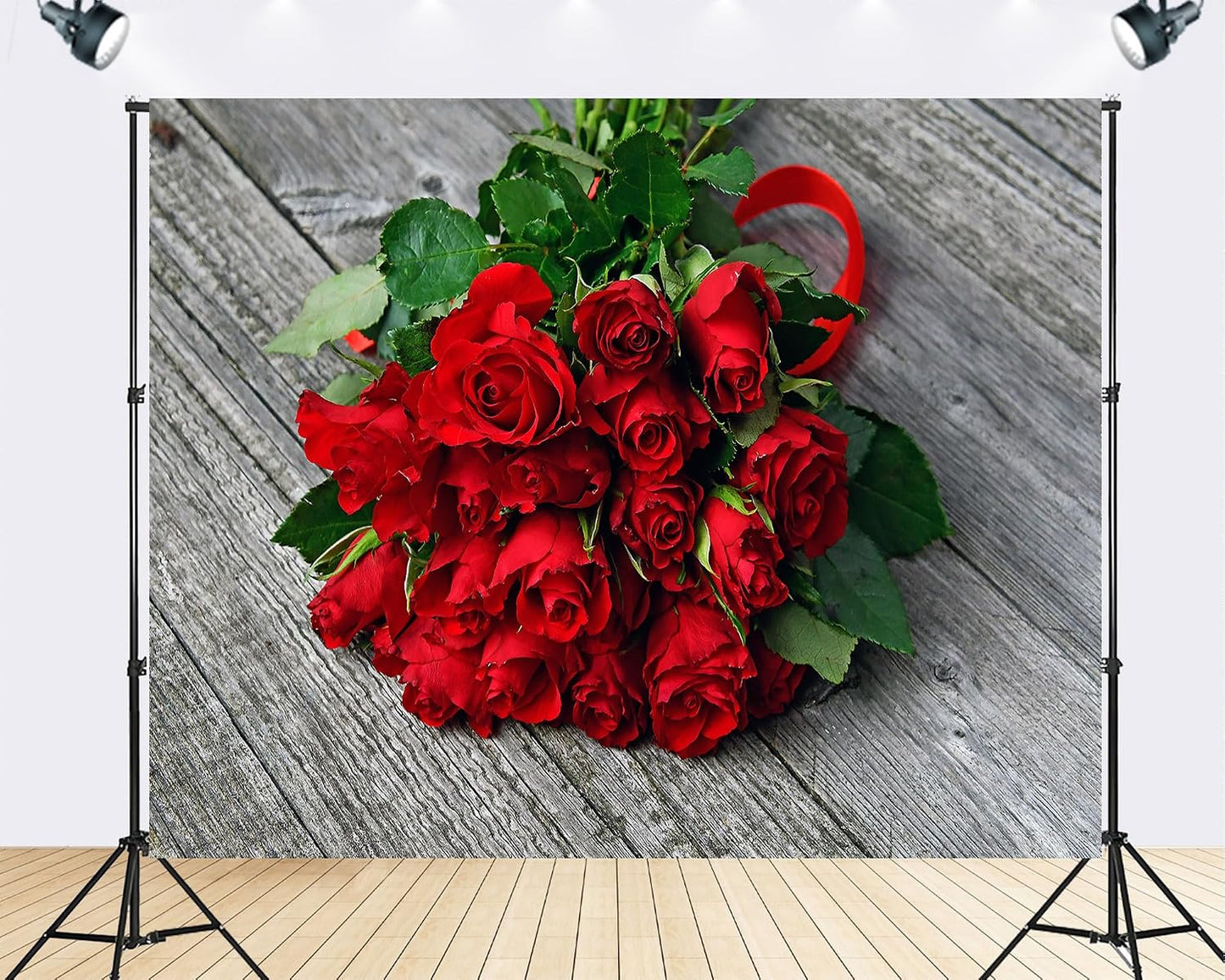 TryKid 10x6.5ft Romantic Red Rose Bouquet Backdrop Fresh Flower Gift Photography Background Valentine Day Wedding Party