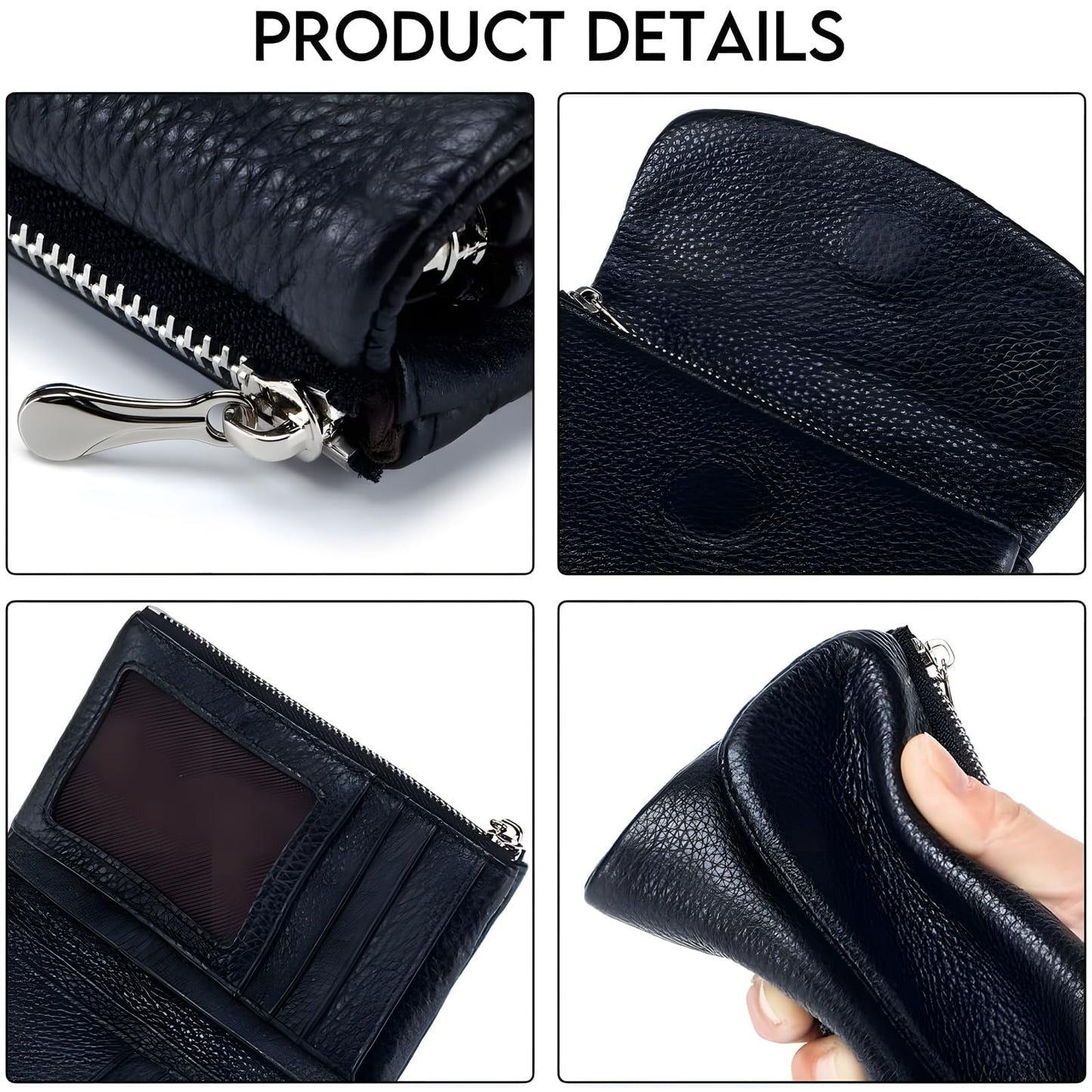 Pebble Leather Wallet,Unisex Short Genuine Leather Purse for Coins and Cards,Solid Multicolor Clutch Bags,Card Holder & Coin Id Cards (Red Black)