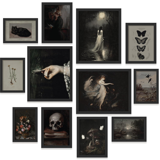 97 Decor Dark Academia Decor - Victorian Gothic Wall Art Prints, Dark Moody Aesthetic Pictures, Creepy Goth Posters Vintage Gothic Painting for Home Bedroom Decorations (8x10 Unframed)