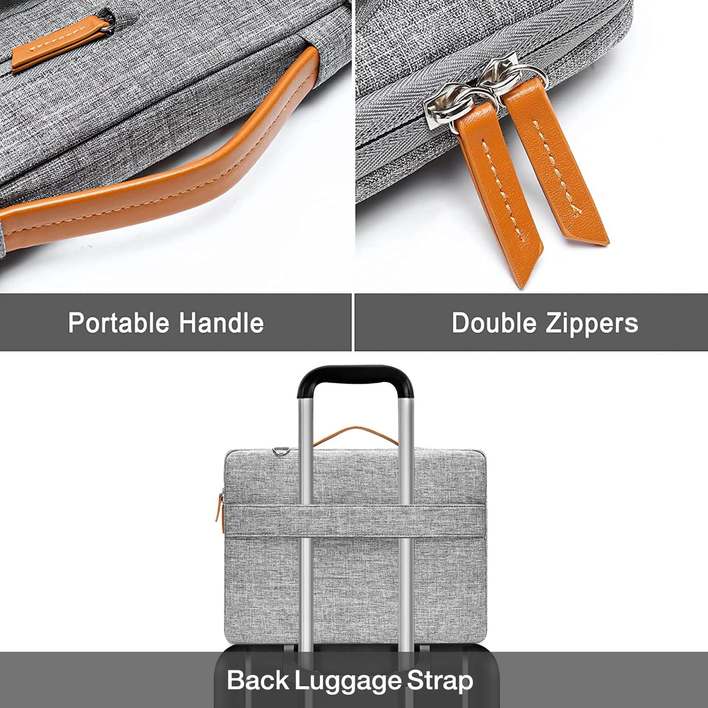MOSISO 360 Protective Laptop Shoulder Bag,15-15.6 inch Computer Bags Compatible with MacBook Pro 16 inch, HP, Dell, Lenovo, Asus Notebook,Side Open Messenger Bag with 4 Zipper Pockets, Gray