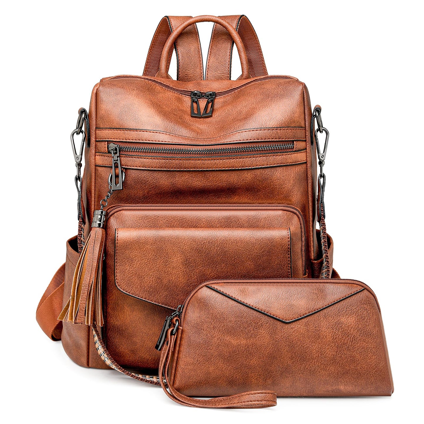 garaplight PU Leather Backpack Purse for Women | Anti-theft Ladies Shoulder Bag Handbag Suitable for Work, Travel, and Daily Use (Brown)